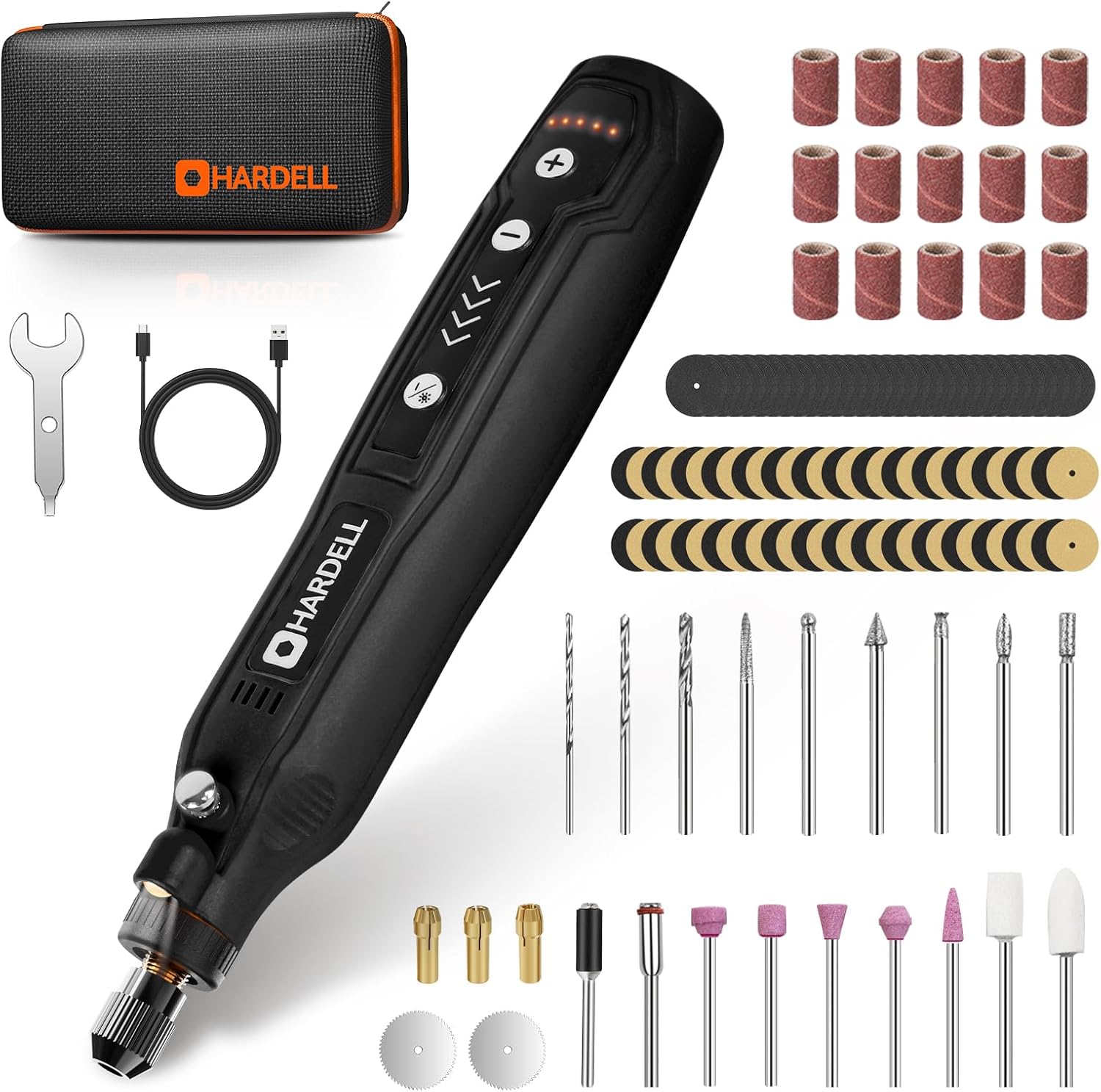 Mini Herramienta Rotativa Inalámbrica, 5 Velocidades (5,000–18,000 RPM) con 69 Accesorios, Recargable por USB 3.7V para Lijar, Pulir, Grabar, Perforar y Manualidades DIY